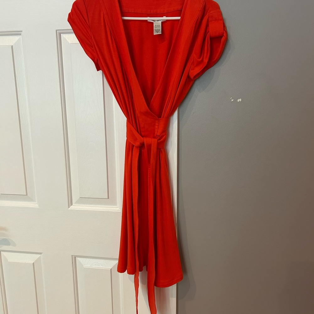Diane Von Furstenberg Red Flutter Sleeve Mini Wrap Dress